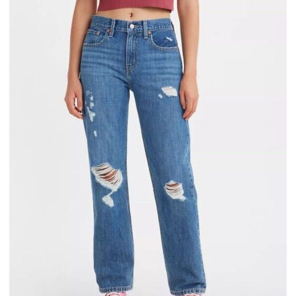 NWT‎ $80 Levi's Women's Low Pro Mid Rise Straight Jeans Size 24 New Retro Style